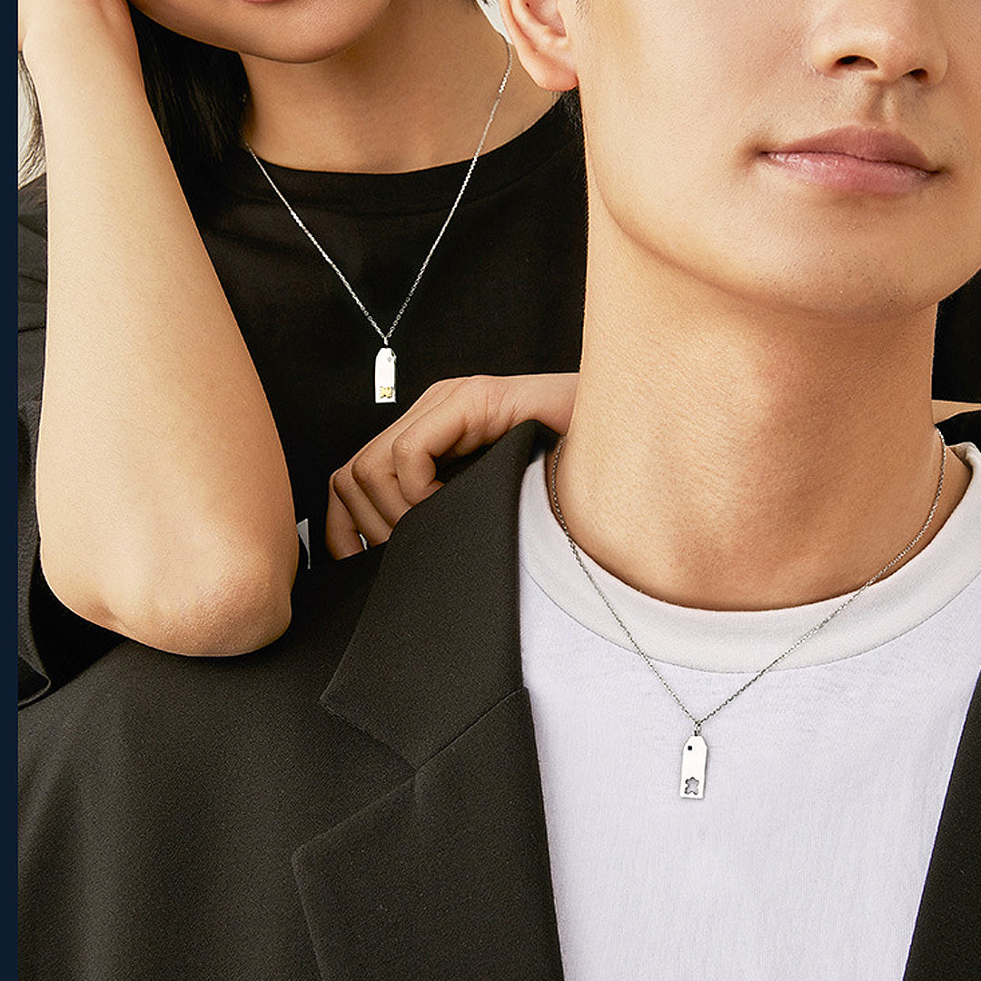 Puzzle Piece Hearts Couple Necklaces