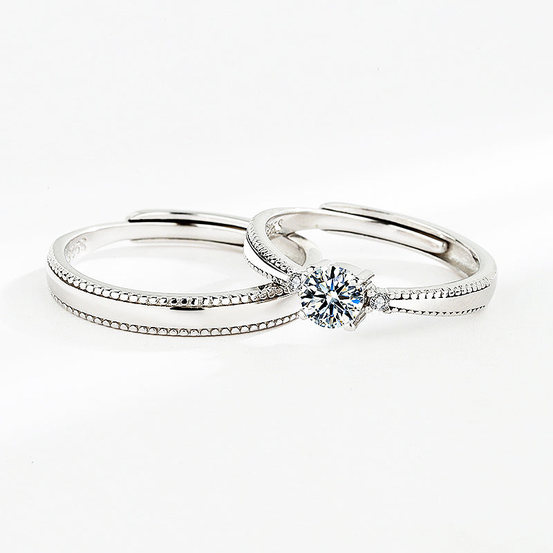 Silver Moon Couple Rings