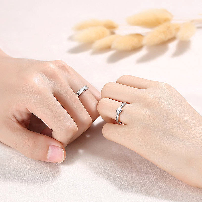 Silver Moon Couple Rings
