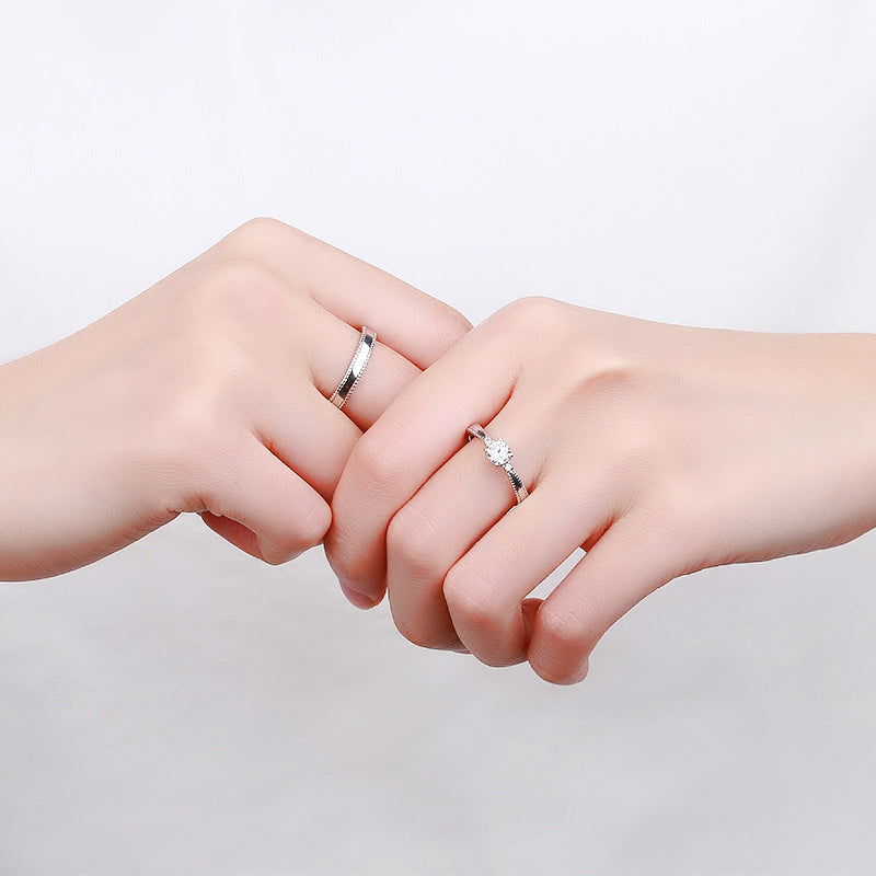 Silver Moon Couple Rings