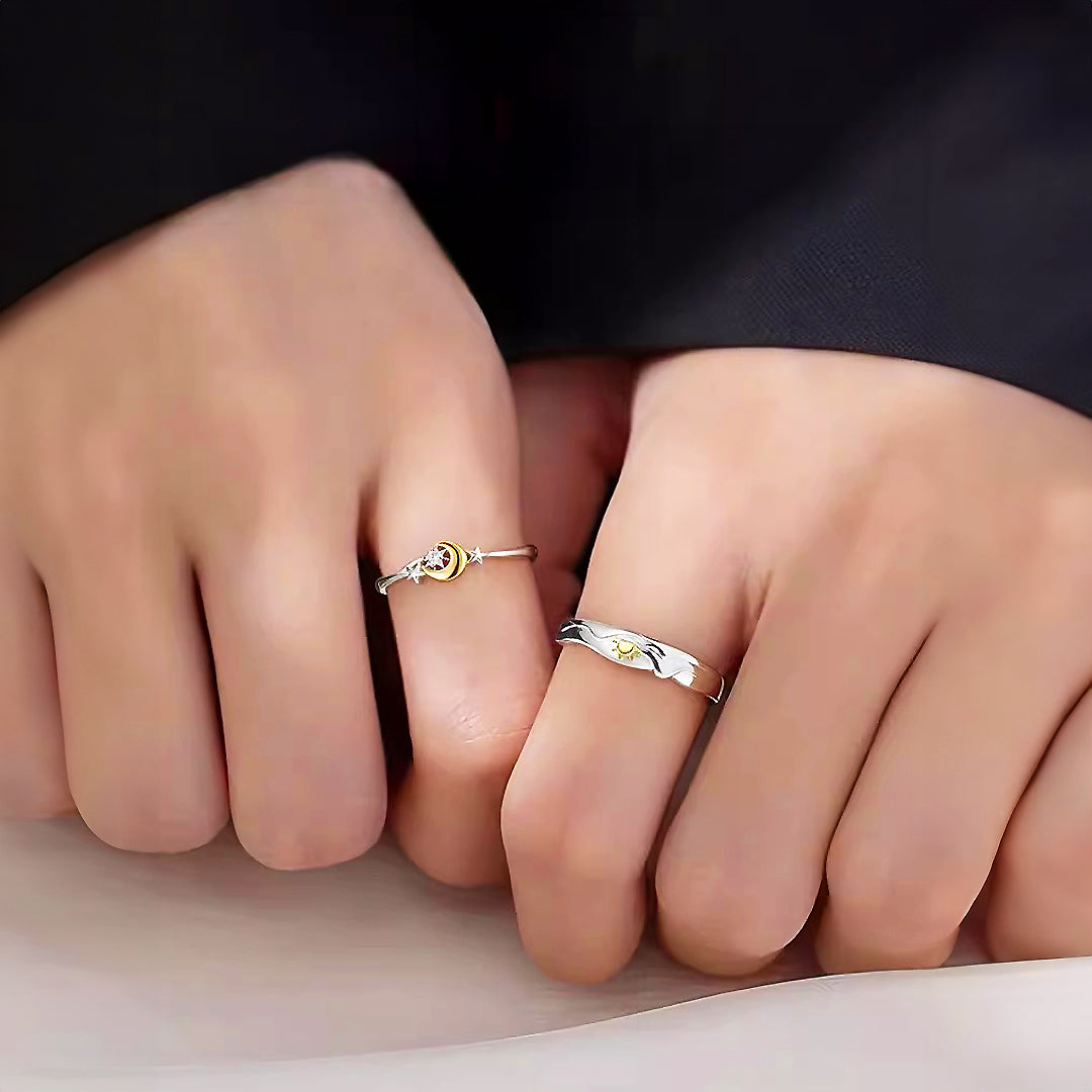Solar & Lunar Love Couple Rings