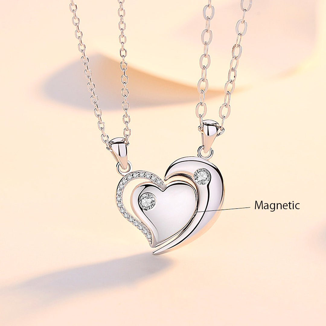 Sparkling Heart Couple Necklaces