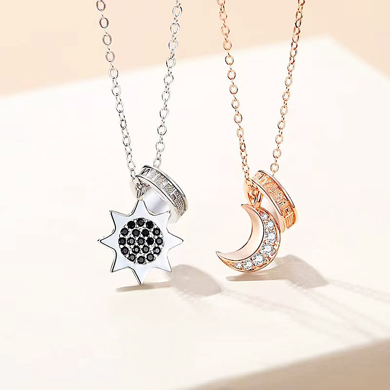 Sunburst Crescent Couple Necklaces