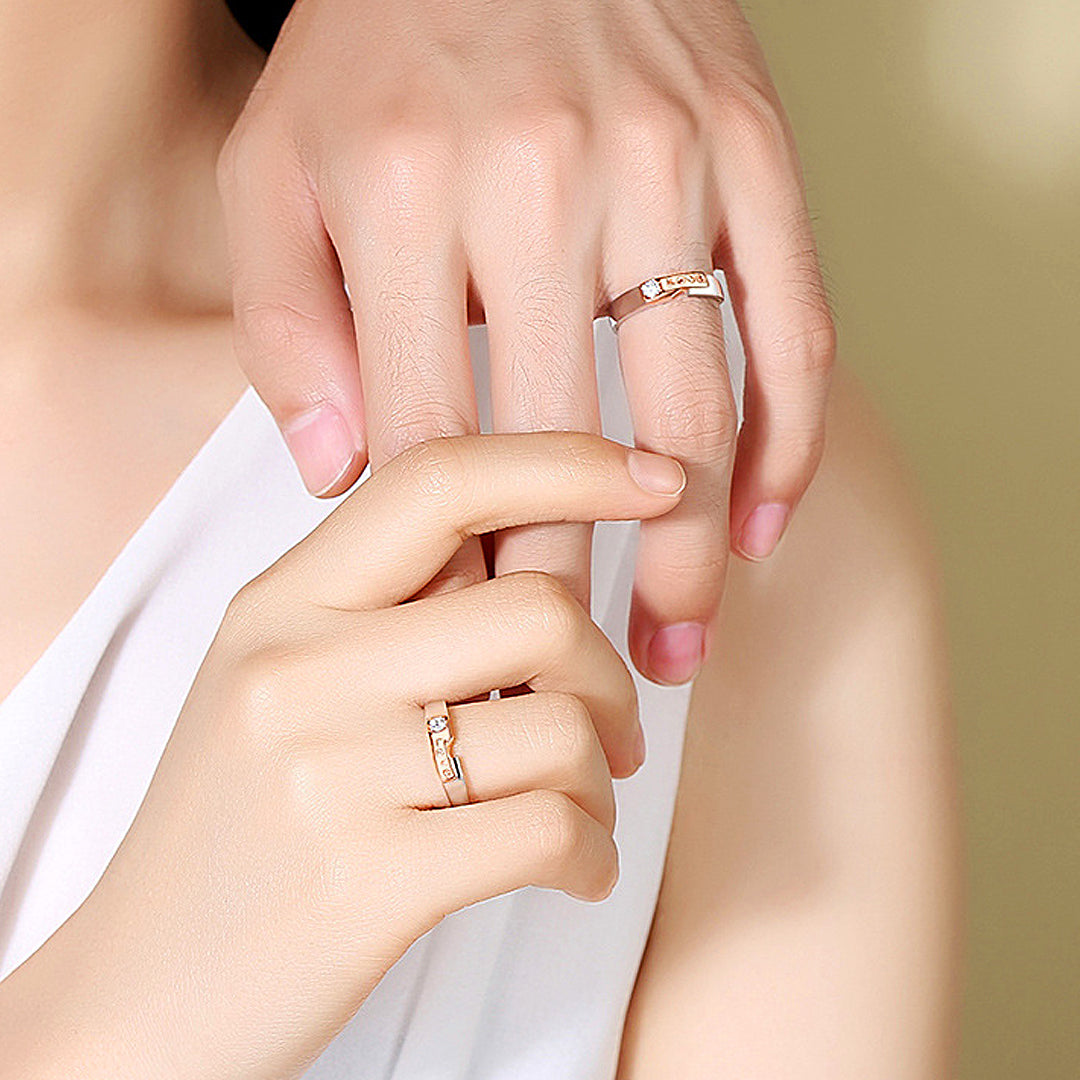 Blushing Bond Couple Rings