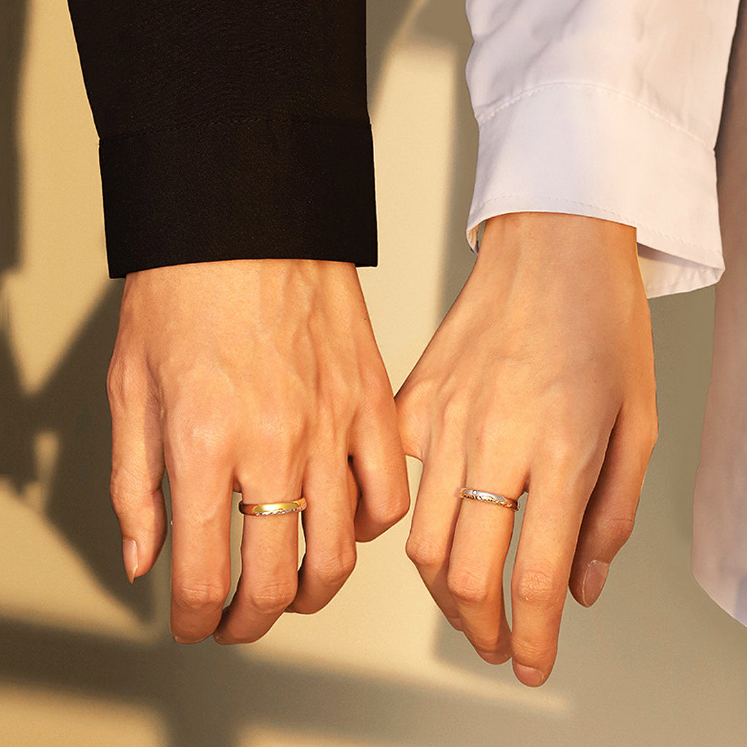 Golden Sunset Couple Rings