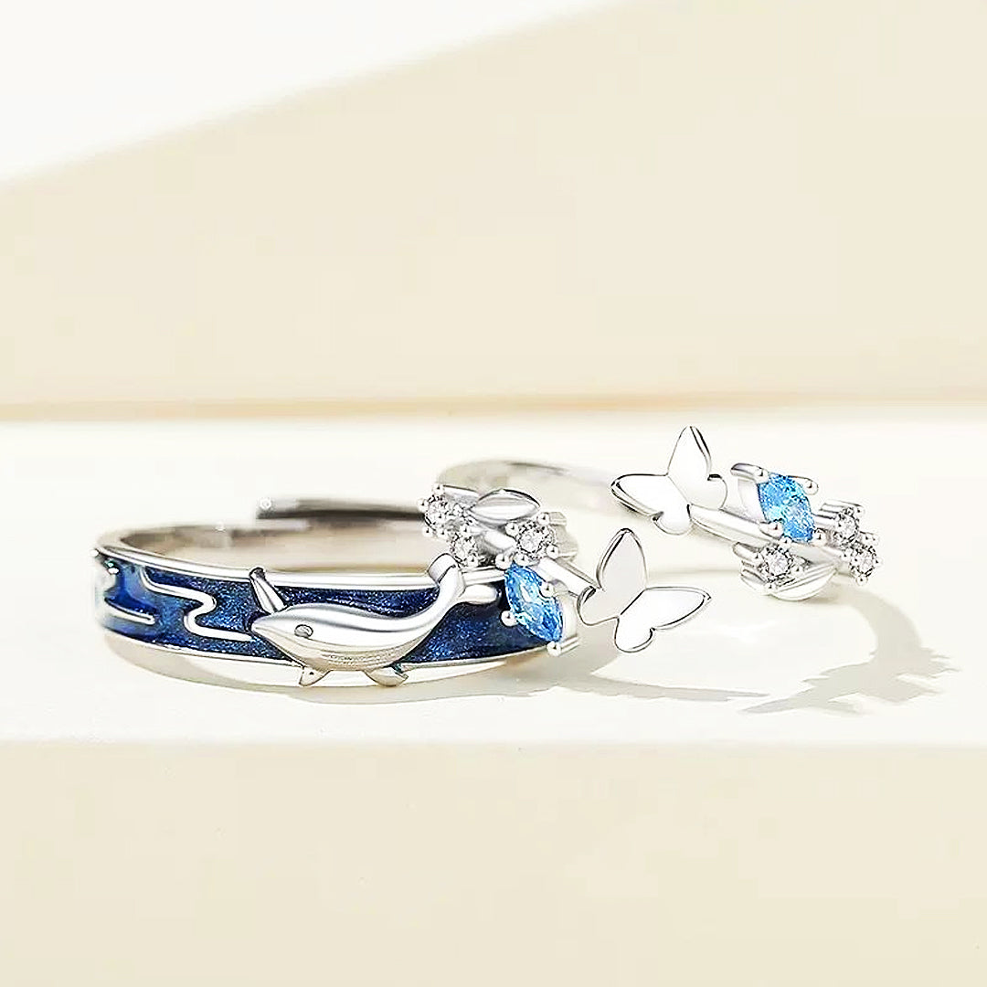 Ocean Whispers Couple Rings