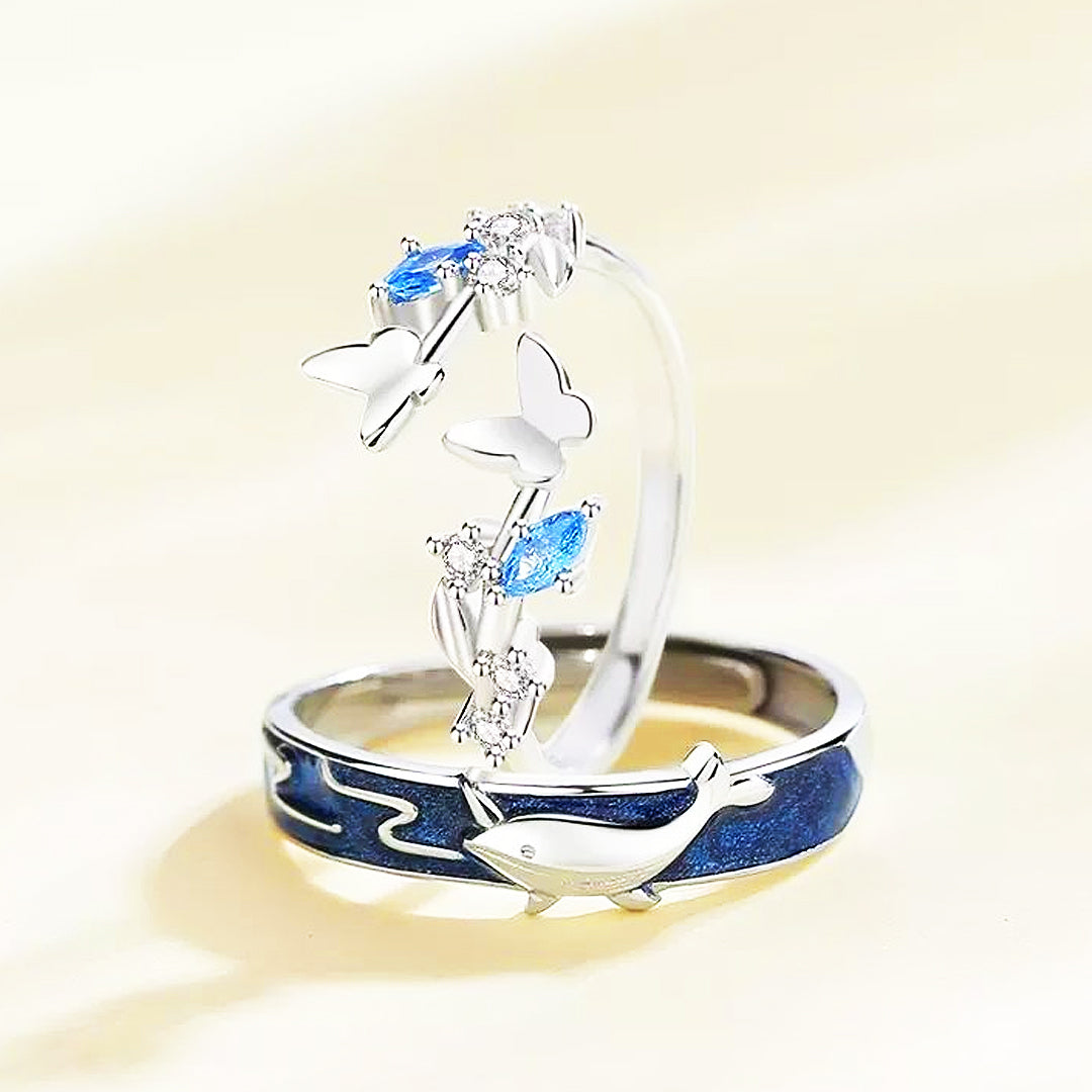Ocean Whispers Couple Rings