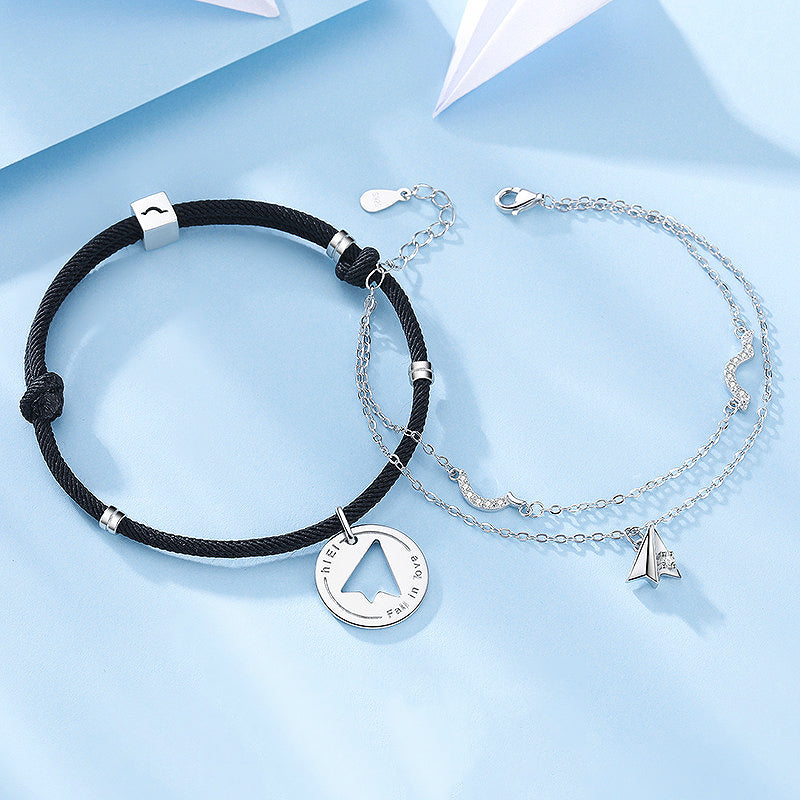 Paper Plane Couple Bracelets