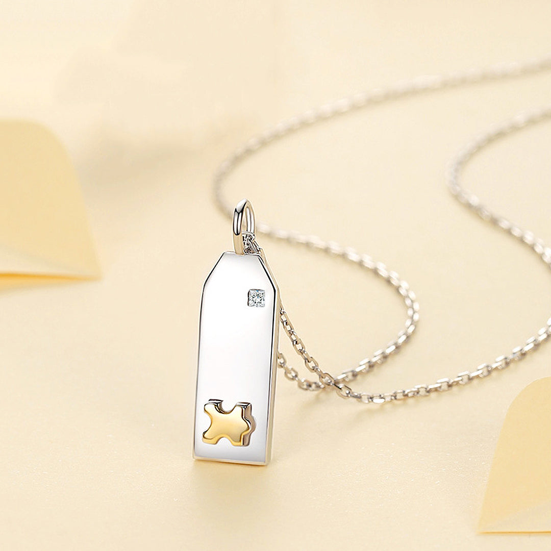 Puzzle Piece Hearts Couple Necklaces