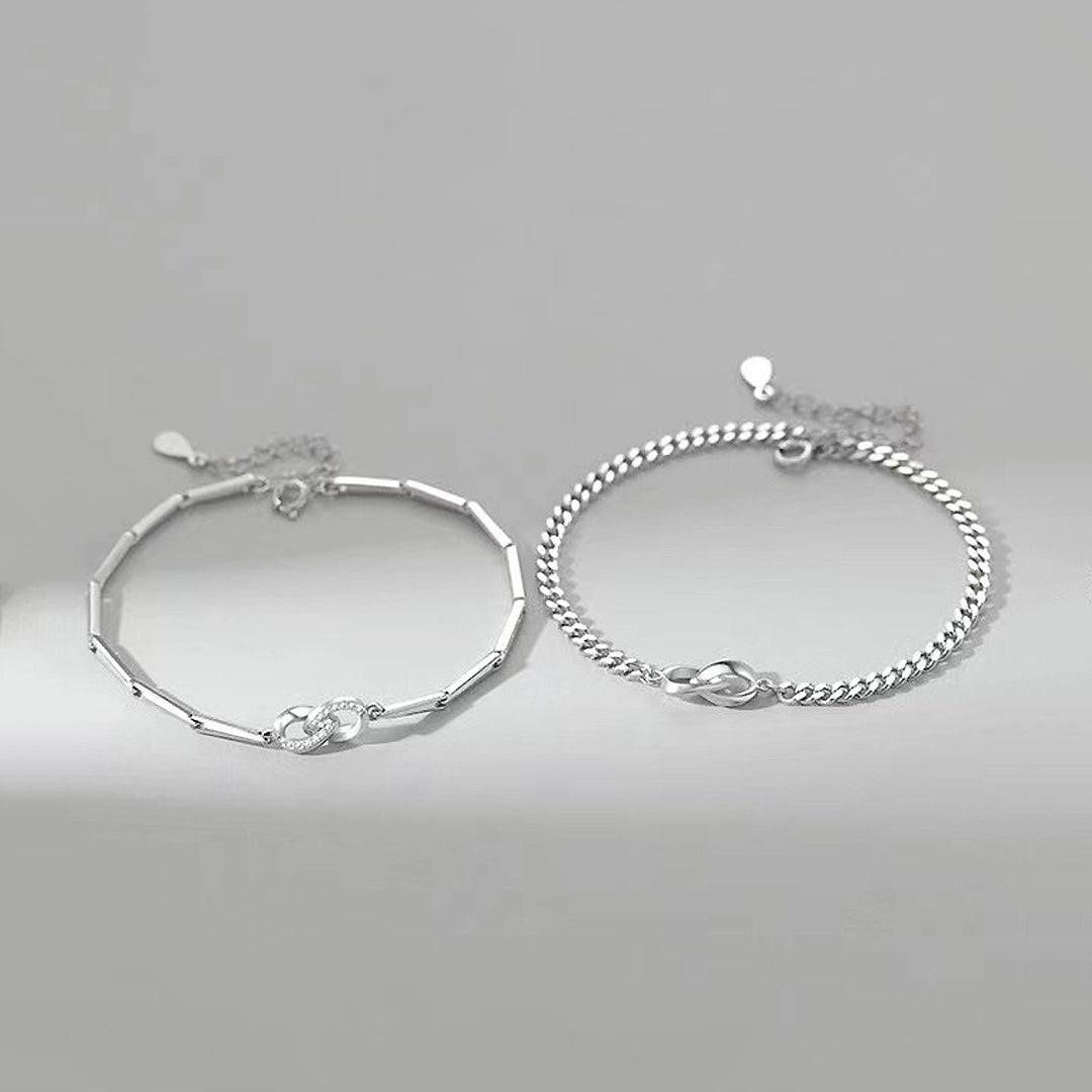 Silver Bond Couple Bracelets