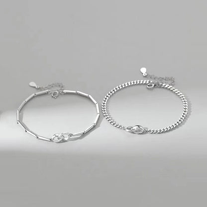 Silver Bond Couple Bracelets