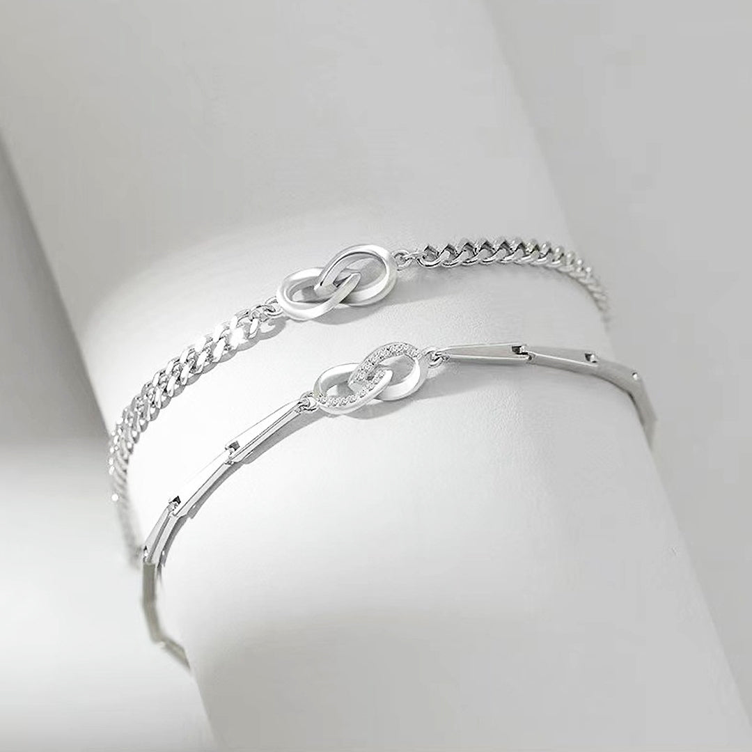 Silver Bond Couple Bracelets