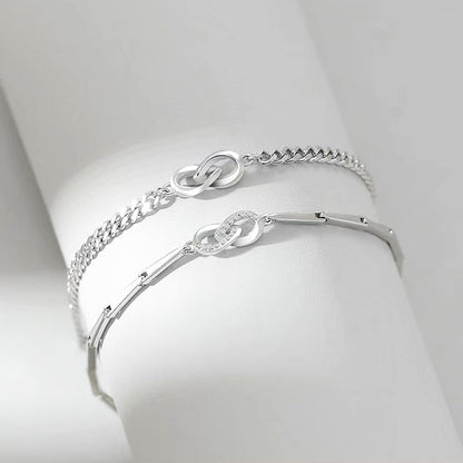 Silver Bond Couple Bracelets