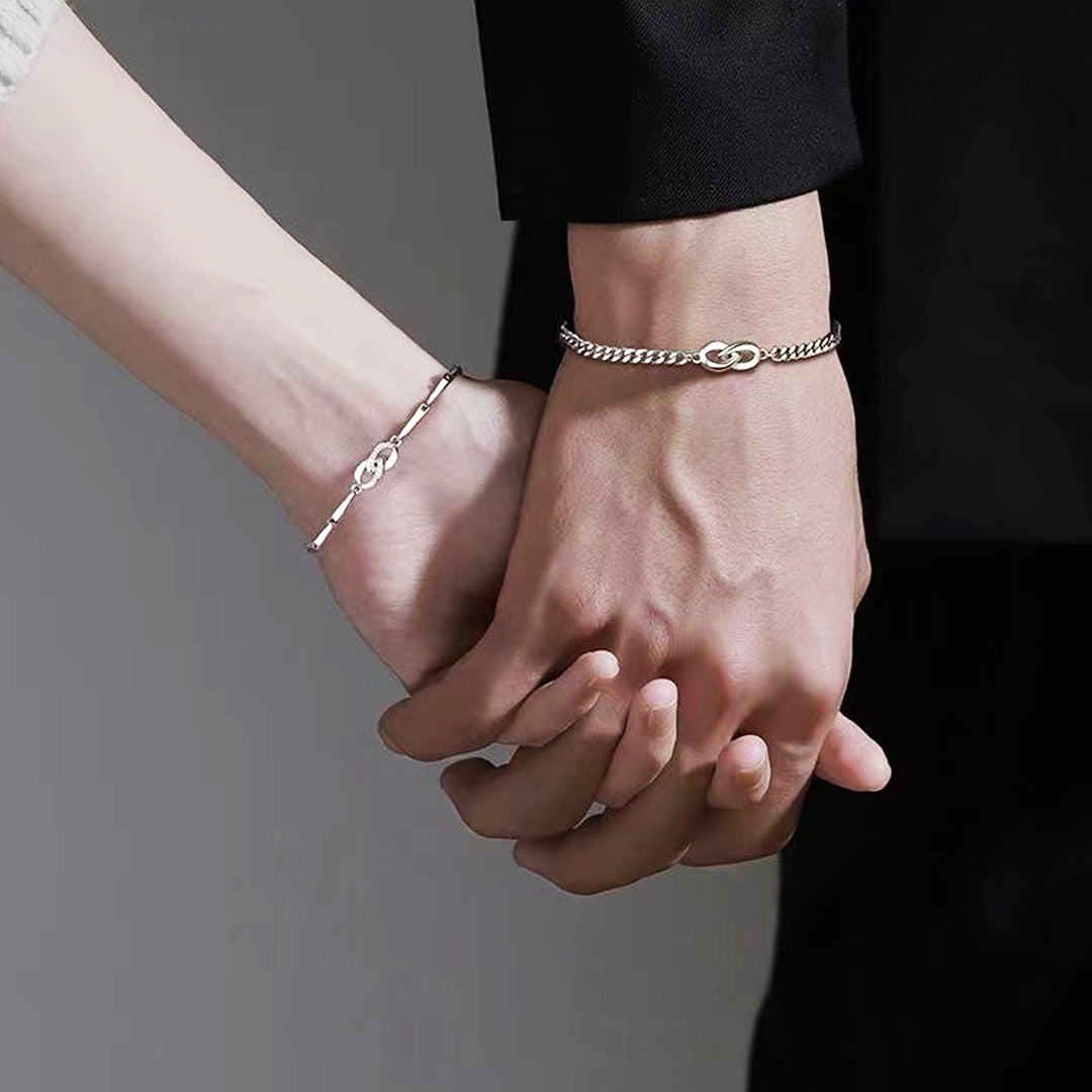 Silver Bond Couple Bracelets