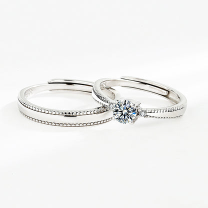 Silver Moon Couple Rings