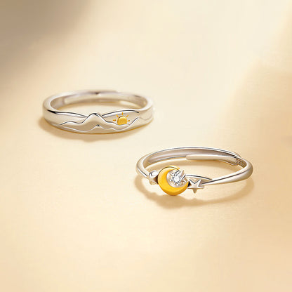 Solar & Lunar Love Couple Rings