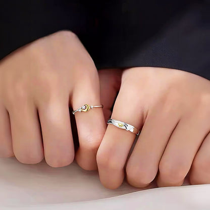 Solar & Lunar Love Couple Rings