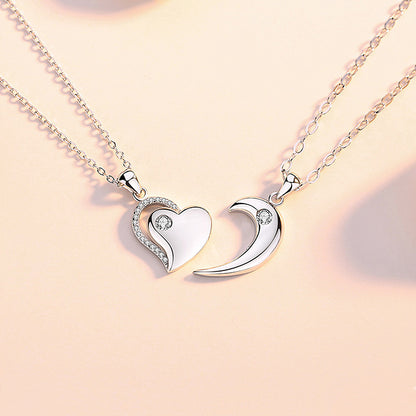 Sparkling Heart Couple Necklaces