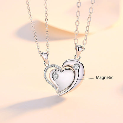 Sparkling Heart Couple Necklaces