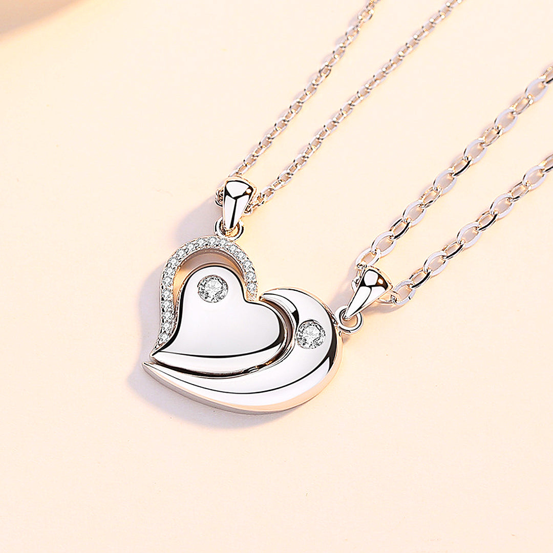 Sparkling Heart Couple Necklaces