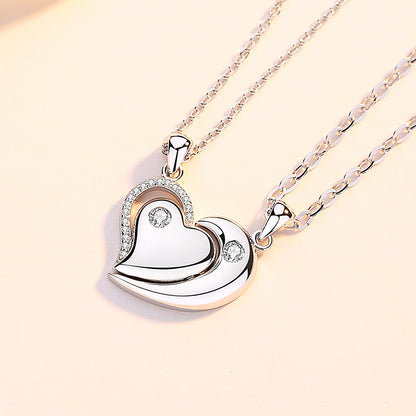 Sparkling Heart Couple Necklaces