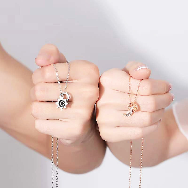 Sunburst Crescent Couple Necklaces