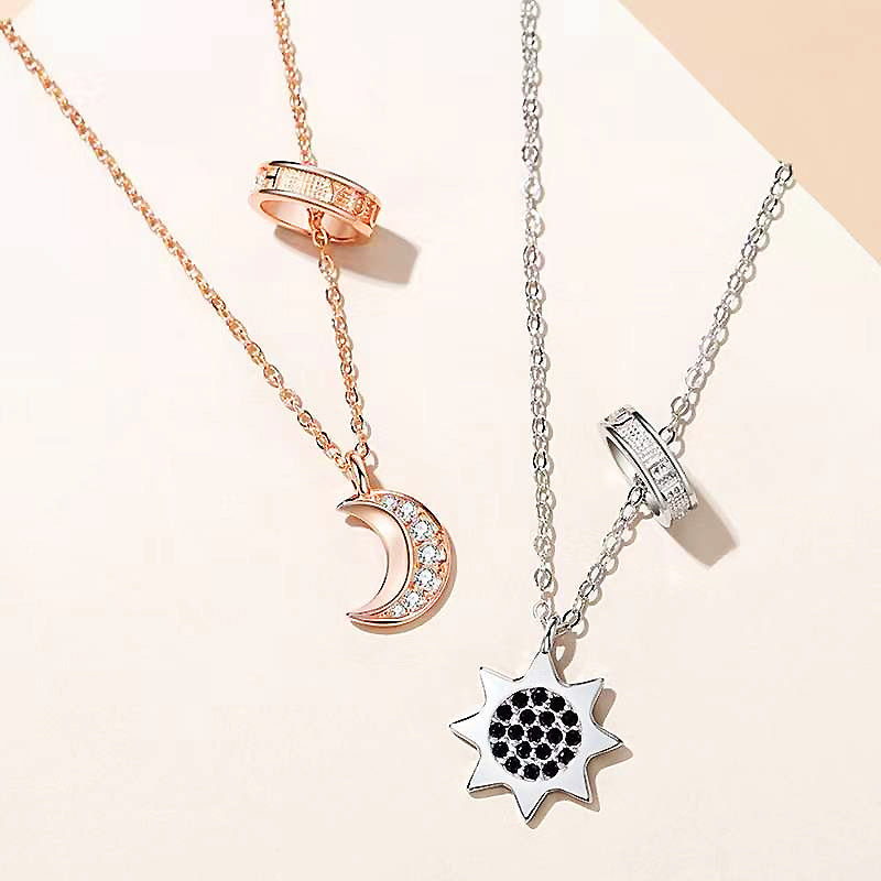 Sunburst Crescent Couple Necklaces